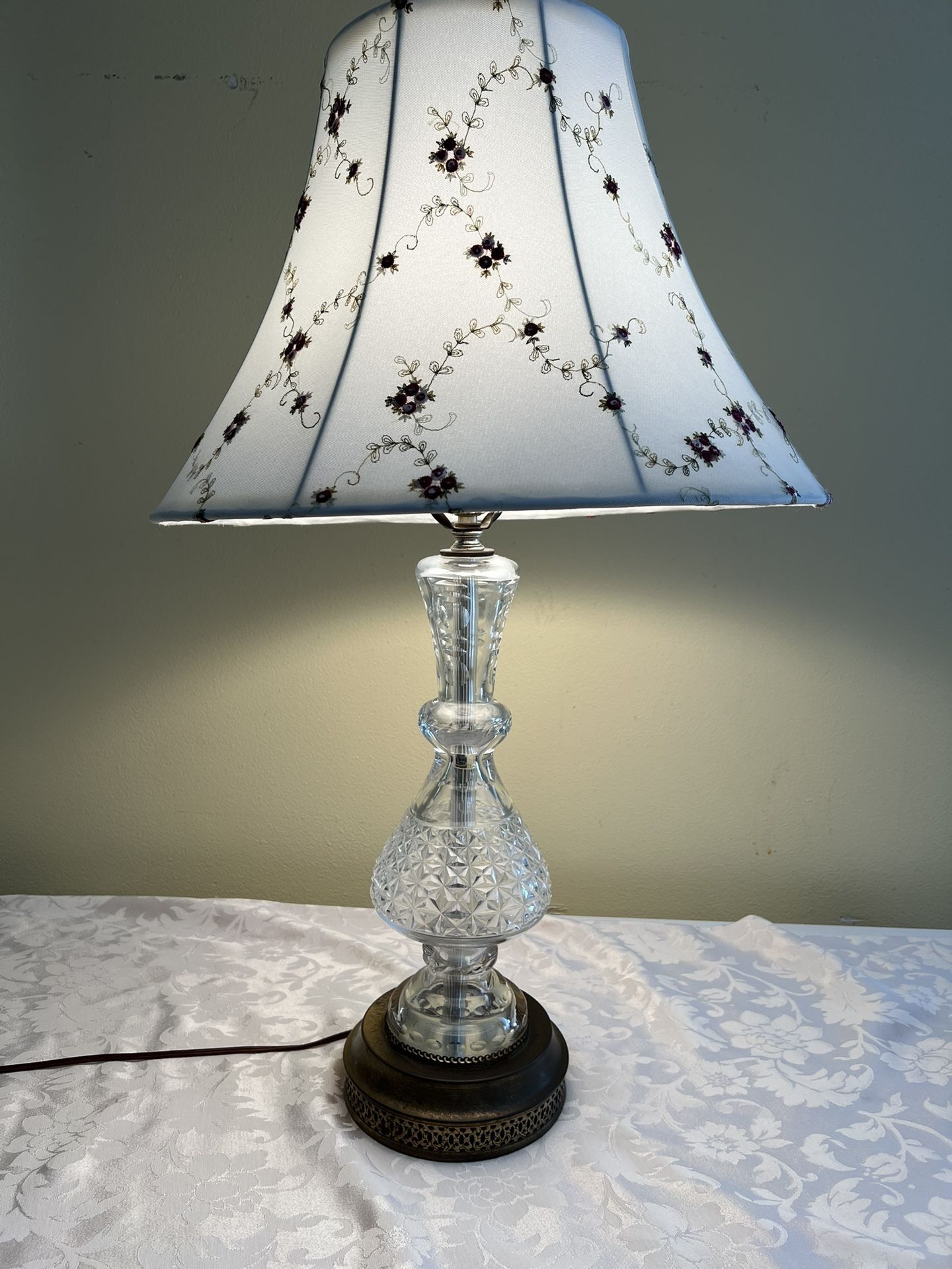 Antique Waterford Crystal Table Lamps Set 2