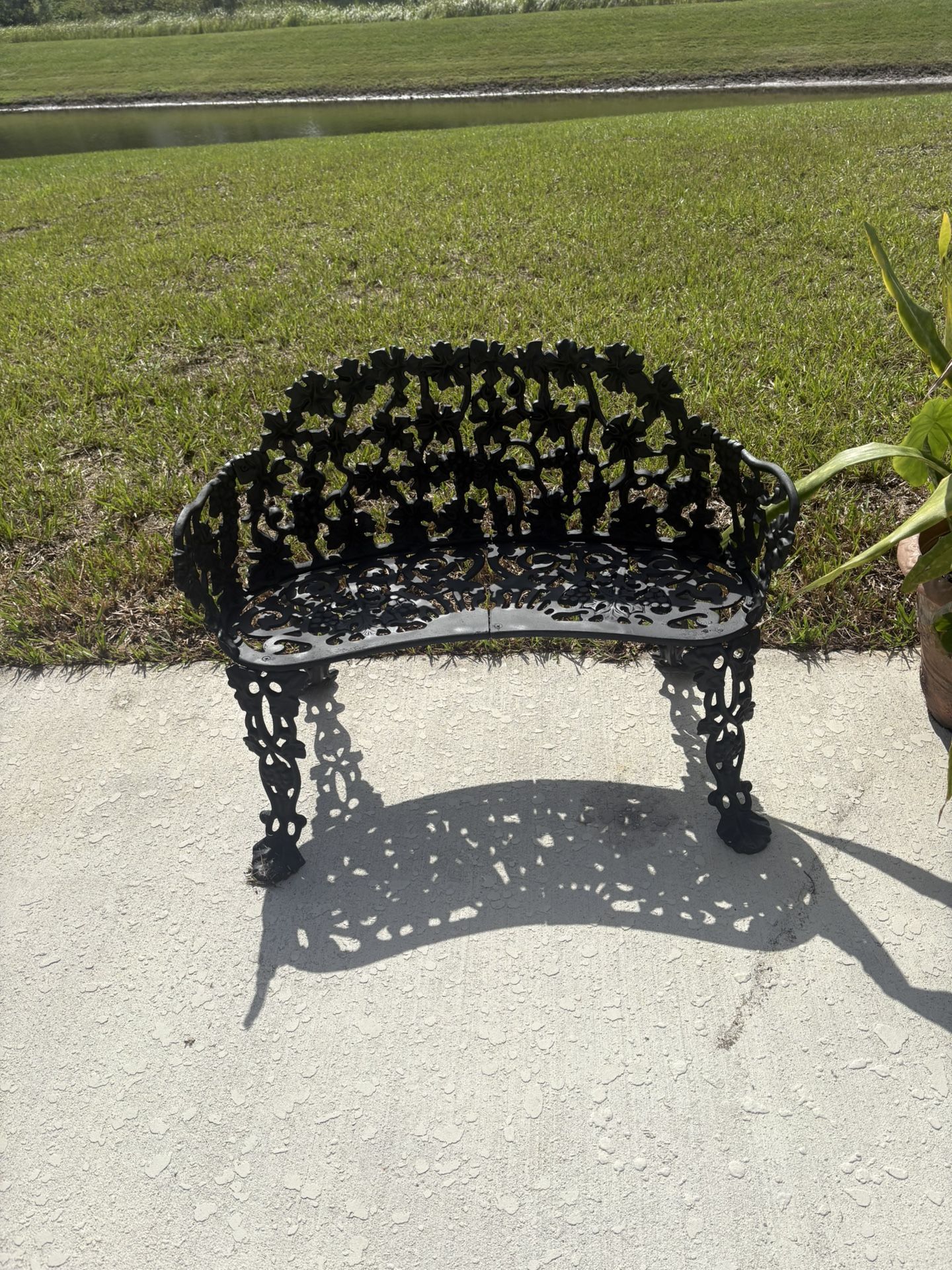 Beautiful Antique Iron Bench Very Heavy