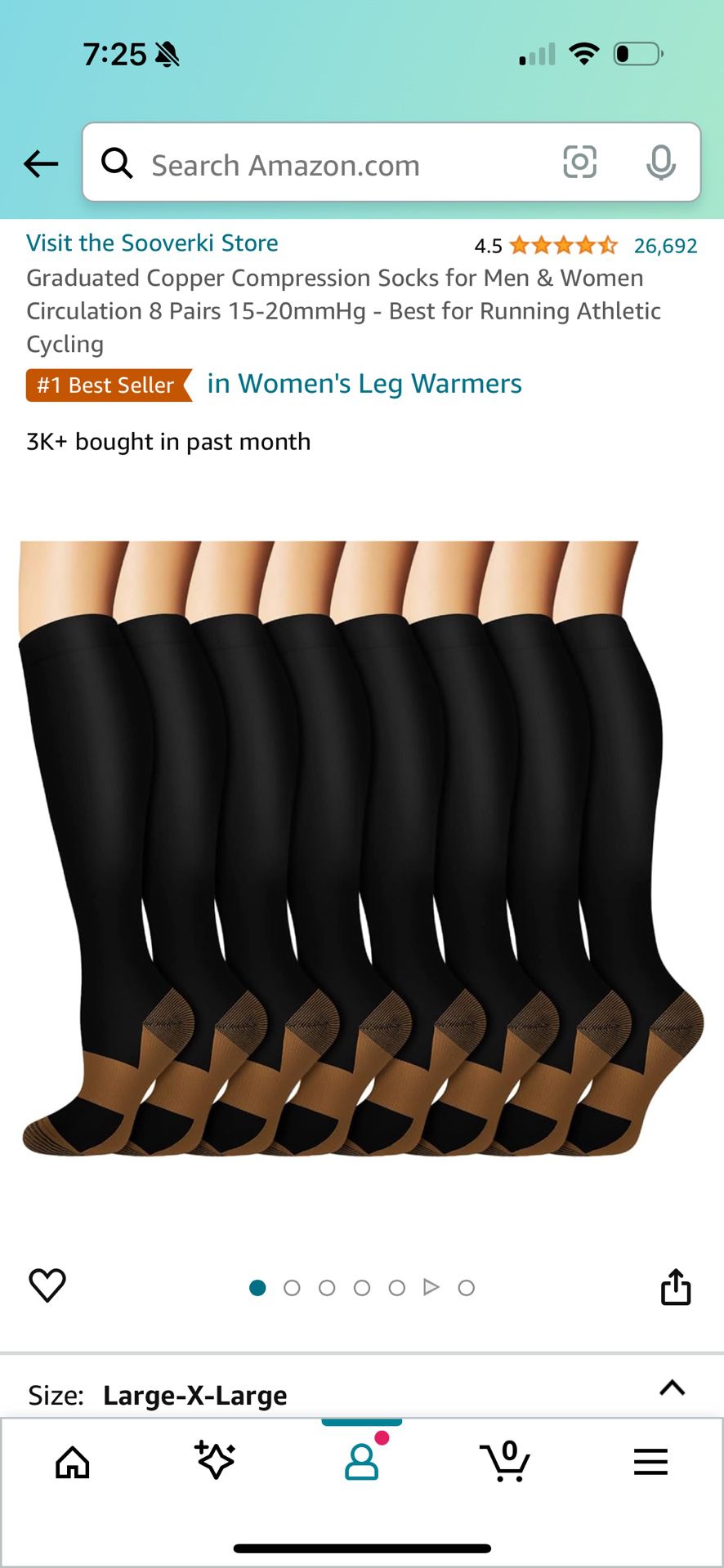 5 Pair Graduated Copper Compression Socks for Men & Women
