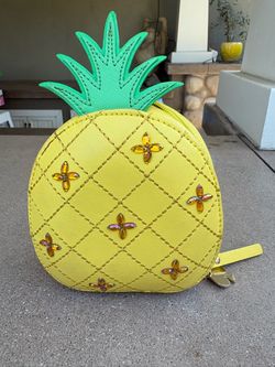 Kate Spade Pineapple Coin Purse Yellow Leather Rhinestone Pouch