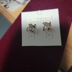 Paparazzi Gold Plated Earrings With cz Stone