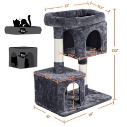 33.5in Cat Tree Tower , Gray