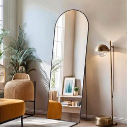 Arched Mirror Full Length, 16"x59" Body Wall Mirrors with Shatter-Proof Glass, Floor Standing, Hangi