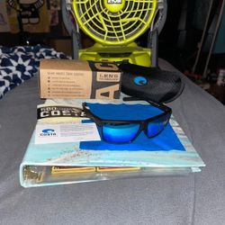 Costa Black Sunglasses with Blue Mirror Lenses - Sport Style w/ Box & Case
