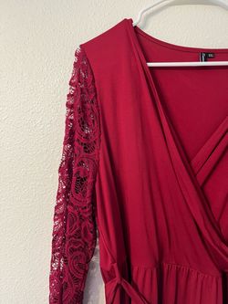 Red Dress with Lace Sleeves XXL