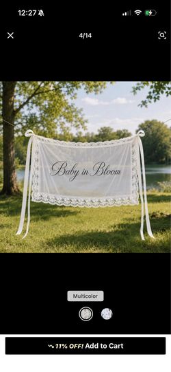 Baby in bloom baby shower linen lace sign