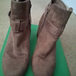 Merona faux leather platform zip boots with buckle accent 