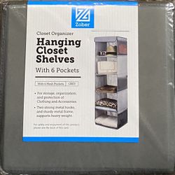 ZOBER Closet Organizer Hanging Closet Shelves With 6 Pockets