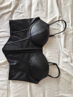 Black Faux Leather Corset Bustier Top
