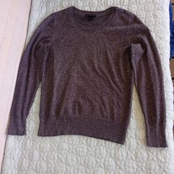 Worthington Petite Medium women's long sleeve metallic gray glitter top