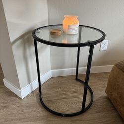 Circle Side Table With Glass Top