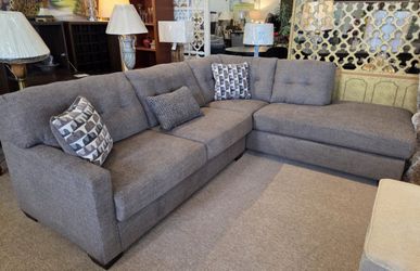 New Grey Sectional with Pillows