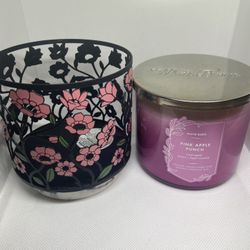 Bath & Body Works 3 Wick Candle & Candle Holder. New. 