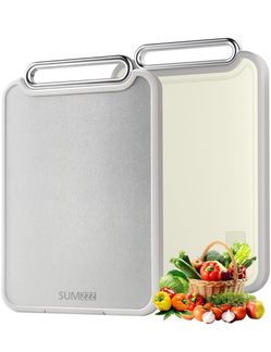 2-in-1 Double-Sided Chopping Board, Dishwasher Safe, Food Grade Stainless Steel/PP