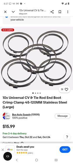 10 x universal cv & tie rod end boot crimp clamp 45-120mm stainless (large)