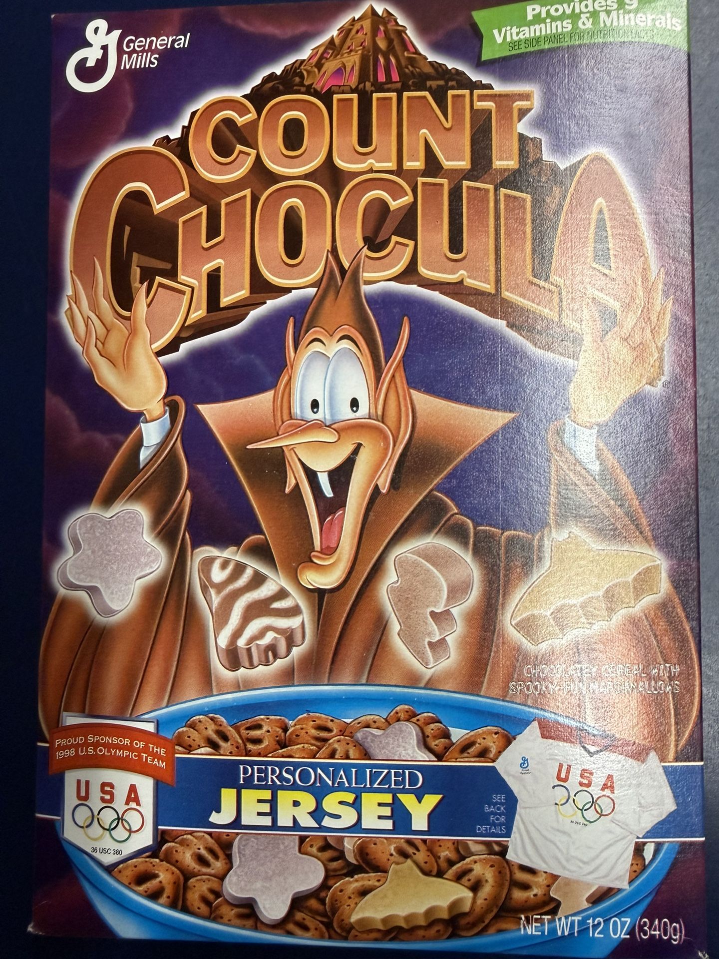 🧛 Count Chocula Cereal Box – Sealed Team USA Olympics