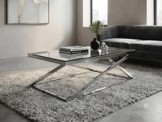Modern Chrome and Glass Coffee Table