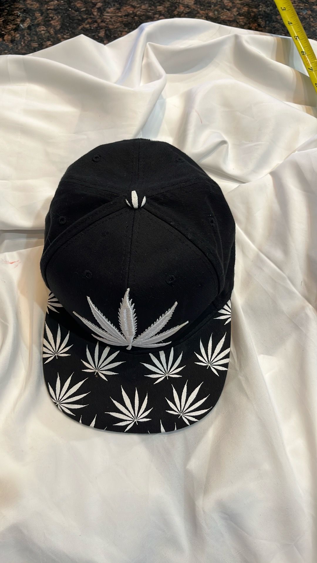 Black Hat with White Embroidery