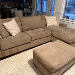 Suede Sectional With Ottoman for Sale $350