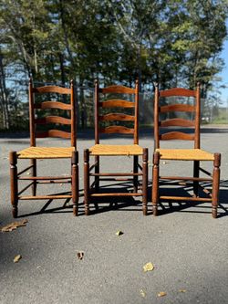 Antique ladder back chairs (3)