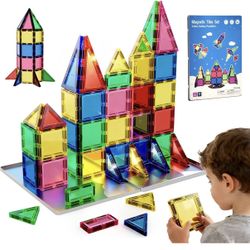 Magnetic Tiles for Kids – 32PCS Giant STEM Building Set, 3 Year Old Boy Gift & Girl Gift, Christmas with Iron Storage Box
