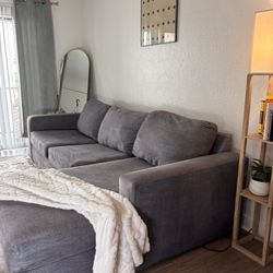 Modern Gray Sectional Sofa w/ Chaise  Removable Covers From Living Spaces 