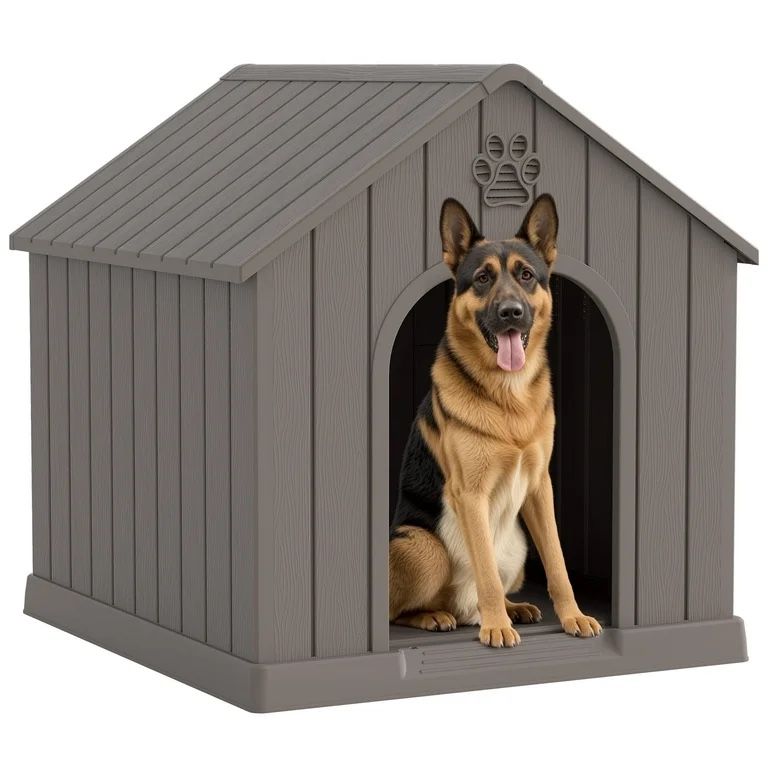 Bifanuo Large Dog House, PP Material Indoor Outdoor with Windows for Medium Large Dogs, Weatherproof Dog