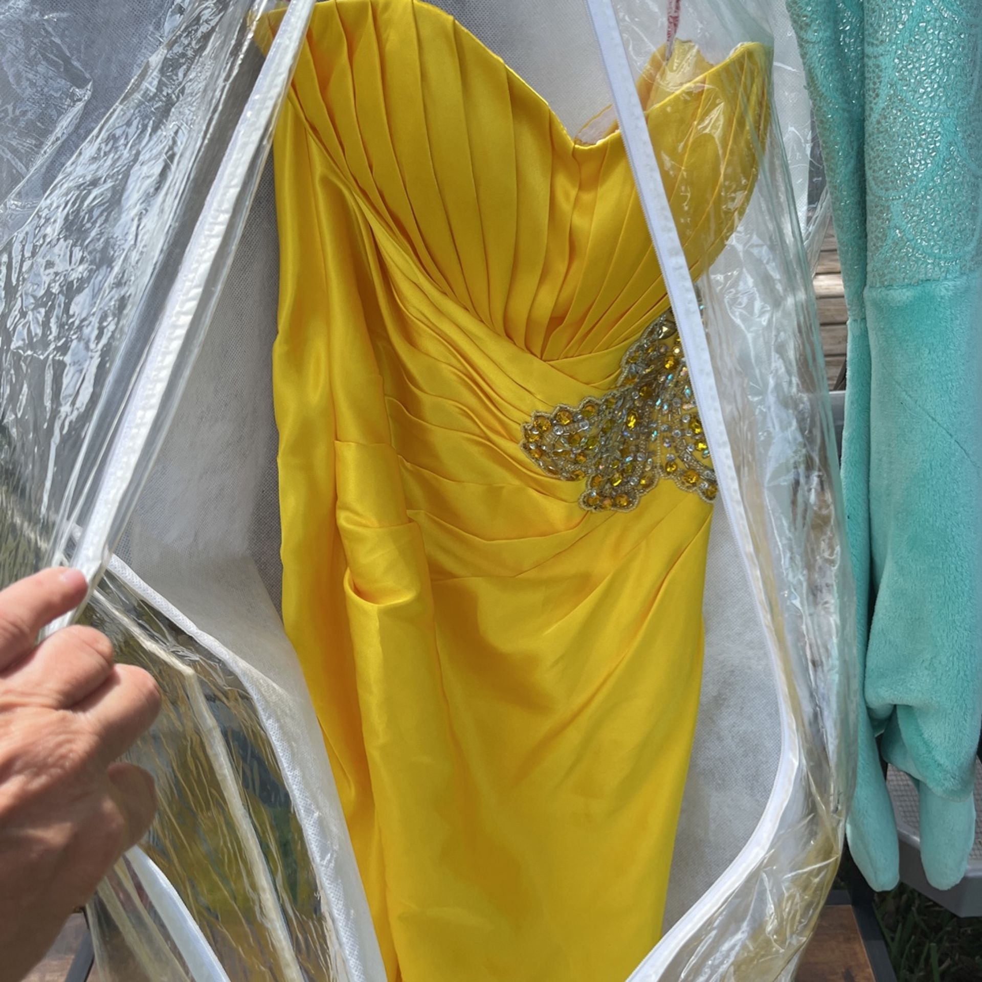 Yellow Silk Prom Dress 