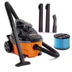 RIDGID 4 Gal. 5.0 Peak HP Portable Shop Vacuum Wet Dry Vac with Fine Dust Filter, Locking Hose and Attachments WD4070