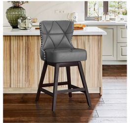 Zora Swivel Counter Stool with Nailhead Trim set of 1 Dimensions & Materials •Overall Size: 20"W x 20"D x 39"H Materials: Seat—Fabric  Frame—Solid Woo