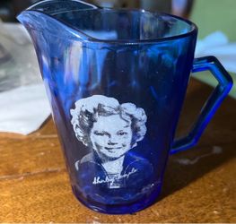 Shirley Temple Cobalt Blue Glass Pitcher