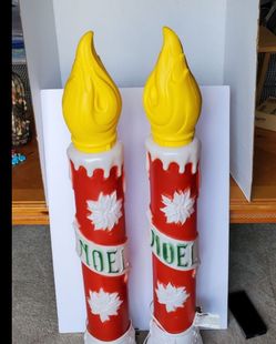 Vintage Noel Blow Mold Candles Lot of 2 Christmas