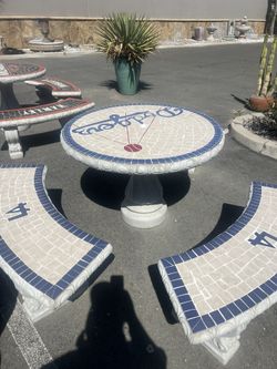 Patio table Concrete Table With Three Benches Dodgers