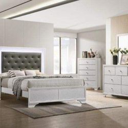 ✅️✅️ 4 pc Lyssa White finish wood queen LED bedroom set (Mattress not included)