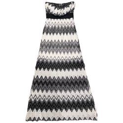 Vanity Strapless Dress, Size XL, Crochet, Long, Lined, Striped Black & White