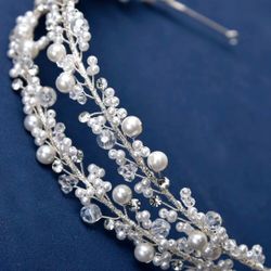 Rhinestone & Faux Pearl Decor Bridal Headband 