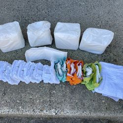Like New GPants Cloth Diaper Assortment ( multiple sizes) And Disposable Inserts