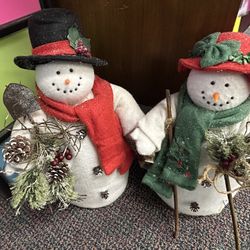 Vintage Style Snow People, 17 inches, Home Decor, Snowman, Snowwoman 