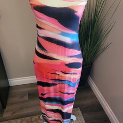 Colorful strapless dress