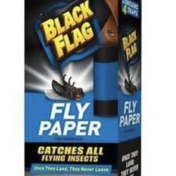 Black Flag Fly Paper, Catches All flying Insects - Contains 4 Traps