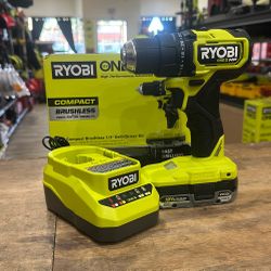 RYOBI ONE+ HP 18V Brushless Cordless Compact Drill/Driver Kit with 18V 2.0 Ah HIGH PERFORMANCE Battery and Charger