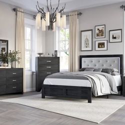 NEW LED Bedroom Set BED, DRESSER, MIRROR, NIGHT STAND King/Queen $1 DOWN