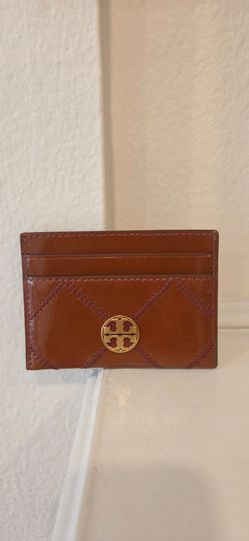 Brand New Tory Burch Brown Quilted Leather Wallet With Gold Logo