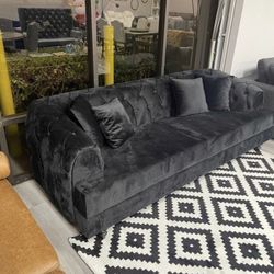 —Dubai Sofa & Loveseat  W/ Black Babyface Upholstery— 