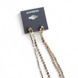 Express Gold Chain Beaded Earrings NWT