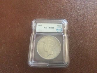 1924 Peace Silver Dollar MS63 Certified By ICG