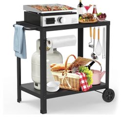 32x20IN Double-Shelves Grill Table, Outdoor Grill Cart for Blackstone Griddle(W5)