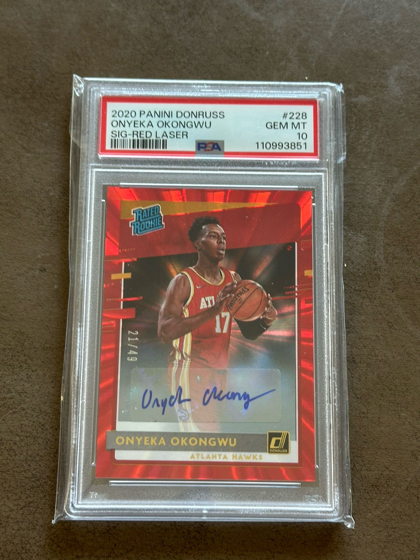 Signature Rated Rookies Red Lazer Onyeka Okongwu Psa 10 21/49