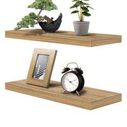 Jmaisiu Floating Shelves, (2) 16.5in Wall Shelves with Wooden Natural Texture