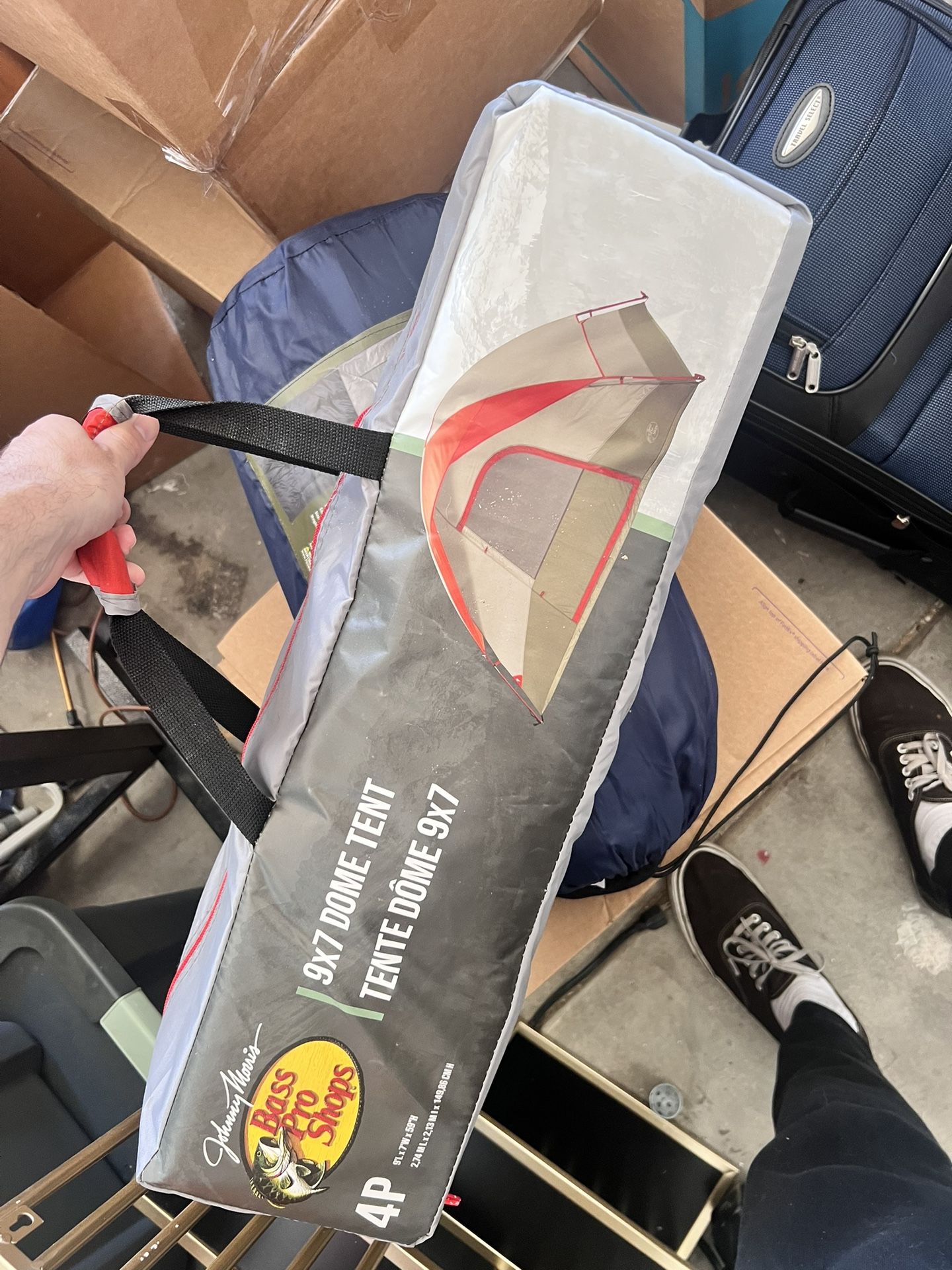 camping tent and sleeping bag